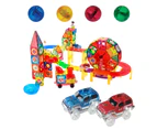228 Piece Magnetic Tile Marble Run and Race Car Truck Combo Toy Play Set Building Block & Learn XMAS GIFT