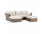 Outdoor Coco Lounge - Package A - Modular Outdoor Chaise Lounge-Brushed Wheat Wicker With Cream Cushions-Left Side Chaise