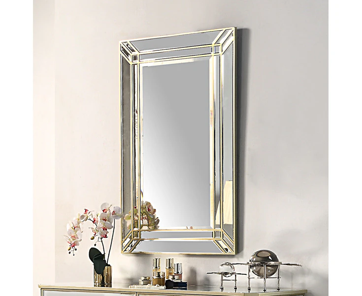 Wall Mirror MDF Construction Rectangular Shape Silver Colour