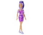 Barbie Fashionistas Doll 178 Purple Metallic Dress