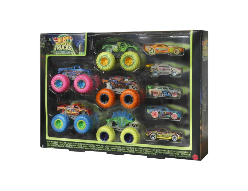 Hot Wheels Monster Trucks 10 Pack Glow In The Dark