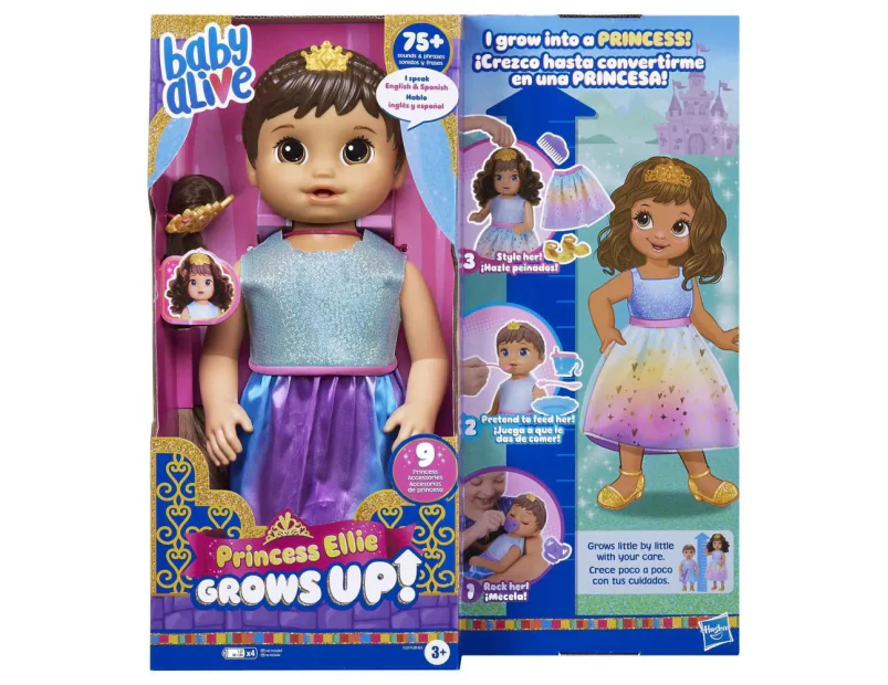 Baby Alive Princess Ellie Grows Up! Doll 45cm Growing Talking Baby Doll