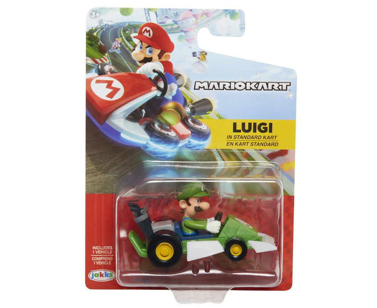 World of Nintendo Super Mario Luigi in Standard Kart Racer Diecast Car