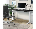 Oikiture 140cm Electric Standing Desk Dual Motor White Frame Black Desktop