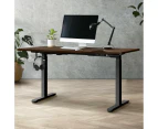Oikiture 150cm Electric Standing Desk Dual Motor Black Frame Walnut Desktop