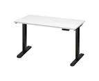 Oikiture 140CM Standing Desk Single Motor Black Frame White Desktop