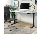 Oikiture 140CM Standing Desk Single Motor Black Frame White Desktop