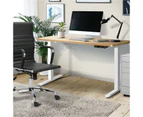 Oikiture 140cm Electric Standing Desk Dual Motor White Frame OAK Desktop