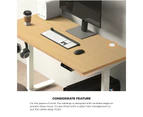 Oikiture 140cm Electric Standing Desk Dual Motor White Frame OAK Desktop