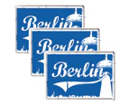 3PK Nostalgic Art Collection Durable Decor Metal Postcard/Decor Berlin Blue