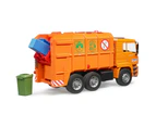 Bruder 1:16 MAN TGA Garbage Truck 46cm Rear Loading w/ Bins Kids Toy 4y+ Orange