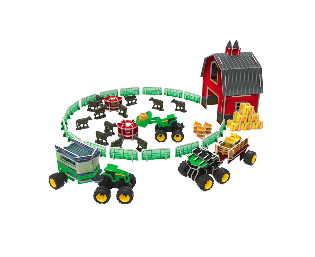 John Deere Monster Treads Eco-Snaps Buildable Barn Kids Vehicle Farm Play Set 6+