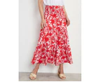 NONI B - Skirts -  Shirred Waist Skirt - True Red