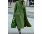 Women's Coat Long Jacket,Winter Long Sleeve Lapel Overcoat -Black grid