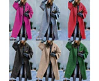Women's Coat Long Jacket,Winter Long Sleeve Lapel Overcoat -Black grid