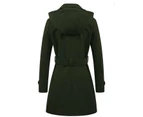 Women's Double Breasted Pea Coat Hooded Long Winter Trench Coat-Camel
