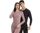 Thermal Underwear Fleece Lined Base Layer Long Johns Set Top and Bottom Winter Sports Suits-Men's khaki color