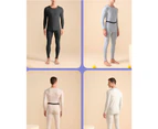 Men's Plus Size Underwear Sets - Thickened De Fleece Thermal Autumn Clothes and Pants Sets-Light blue