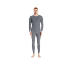 Men's thermal underwear soft long pants bottom warm fleece lined tops and bottoms for cold weather-grey