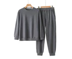 Men's German Fleece Pajamas Warm and Cozy Long Sleeve Upper and Lower Pajama Sets-Dark Grey