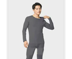Men's Ultra Soft Thermal Underwear Set Stretchy Thin Modal Cotton Long Johns Top & Bottom Set-iron gray