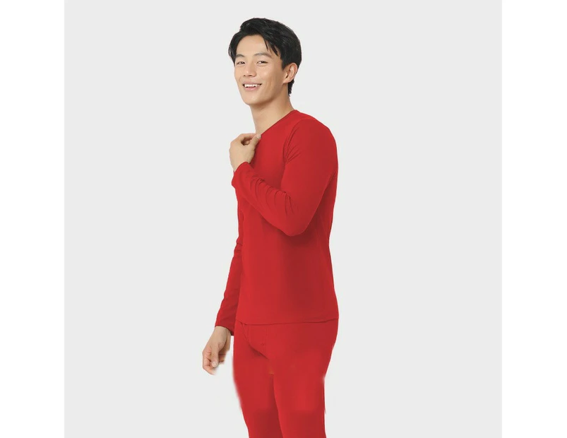 Men's Thermal Underwear Set Winter Warm Base Layers Thermal Top and Bottom Long Johns Set-Vermilion