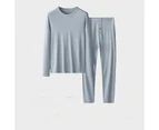 Men's Ultra Soft Thermal Underwear Set Stretchy Thin Modal Cotton Long Johns Top & Bottom Set-Grey blue