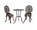 Gardeon 3PC Patio Furniture Outdoor Bistro Set Dining Chairs Cast Aluminium Bronze