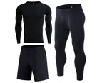 Men's 3 Piece Thermal Underwear Set Winter Gear Men's Basic Long Shorts Shorts Top-Pattern 1