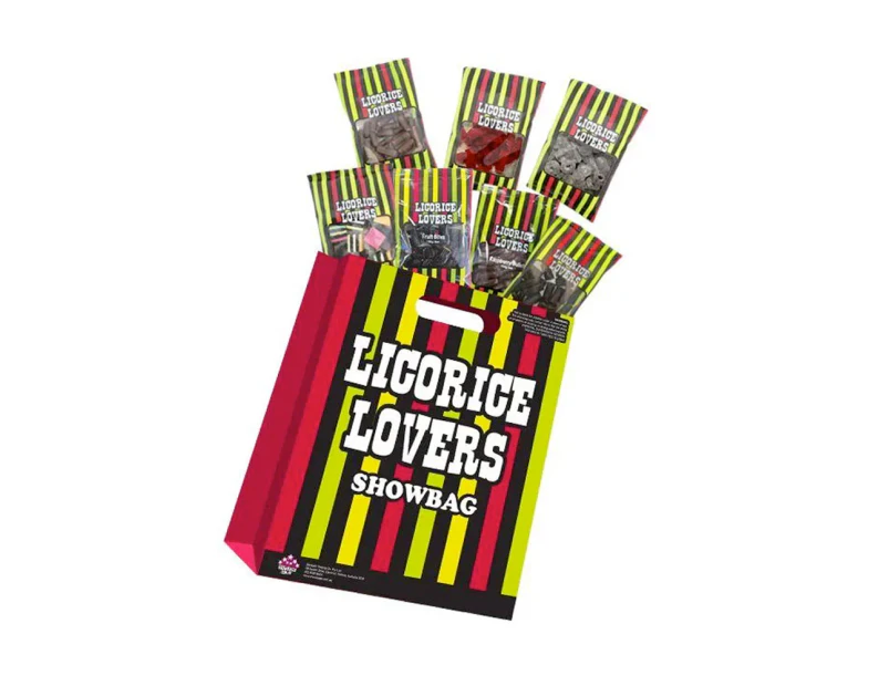 Licorice Lovers Flavoured Black Liquorice Fruit/Raspberry Choc Bullet Showbag