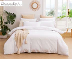 Dreamaker Leafy Jacquard Cotton Quilt Cover Set - White
