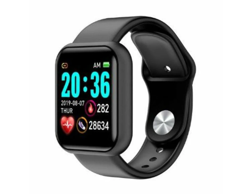 Smart Fitness Tracker Watch Waterproof Sports With Heart Rate Blood Pressure Monitor Band Bracelet (fitbit Versa Style) - Black