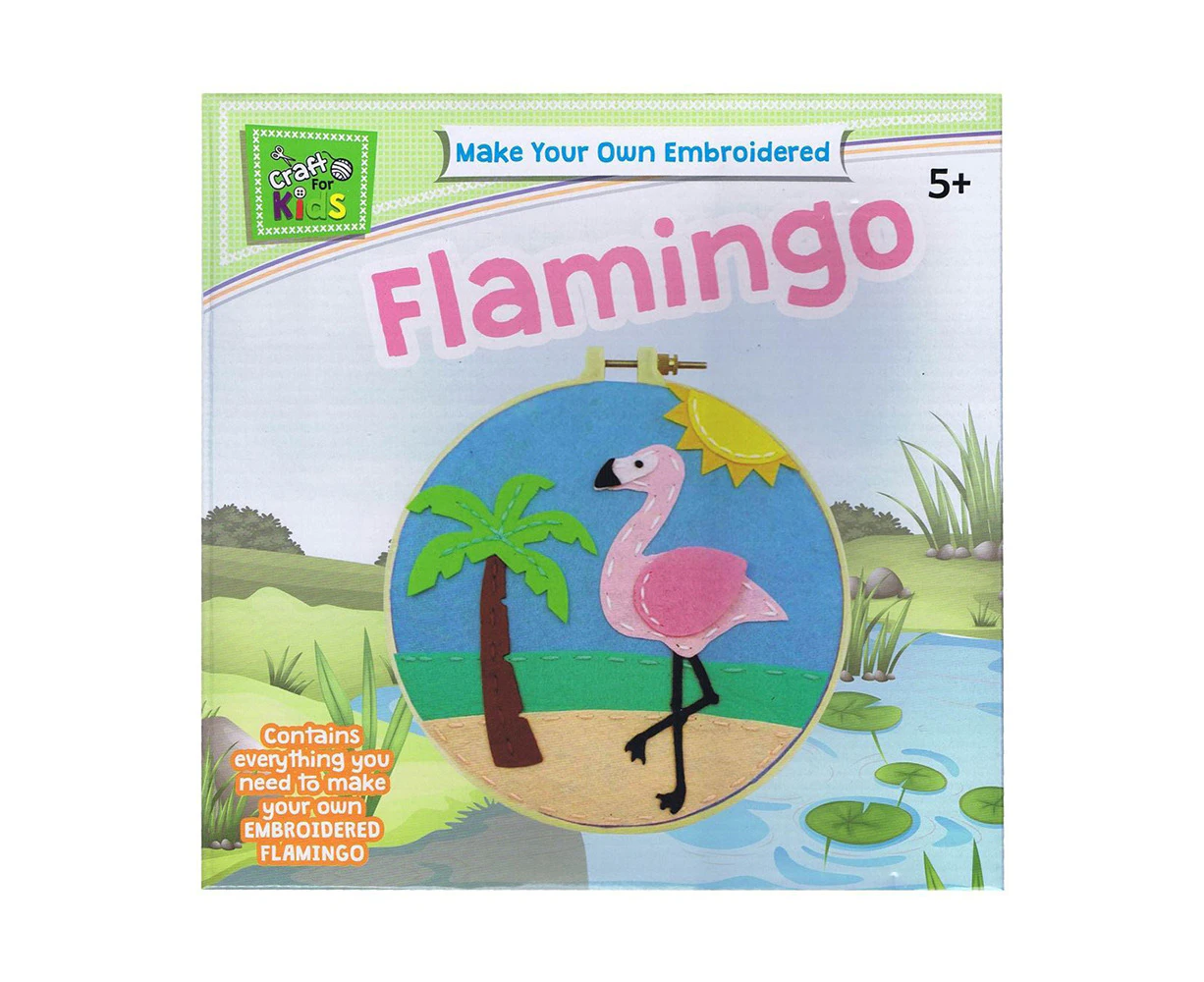 Craft For Kids Make Your Own Embroidered Flamingo DIY Children Activity Kit 5y+