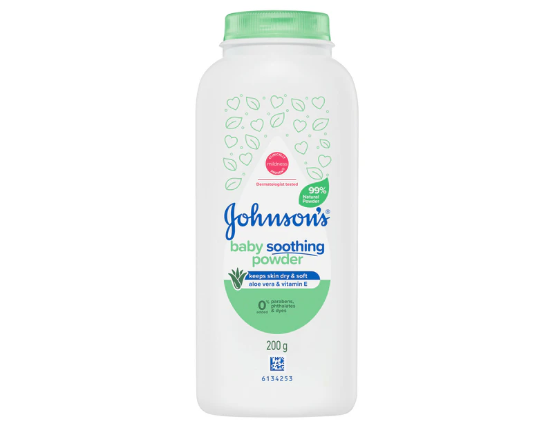 Johnson's Baby Pure Cornstarch Aloe & Vit E Soothing Moisture Absorbing Baby Powder 200g