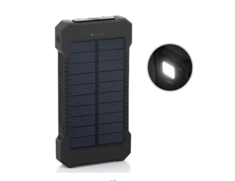 5000mAh Solar Power Bank 2 Dual USB External Battery Charger LED - Black