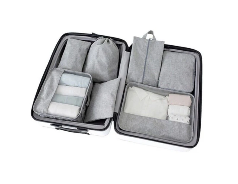 7pcs Packing Cubes Travel Pouches Suitcase Storage Bag - Grey