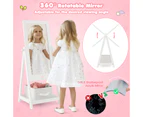 Giantex 1.2M Kids Full Length Mirror Rotatable Dressing Mirror Floor Standing Mirror w/Folding Storage Bin, White