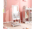 Giantex 1.2M Kids Full Length Mirror Rotatable Dressing Mirror Floor Standing Mirror w/Folding Storage Bin, White