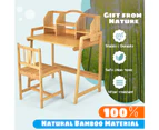 Giantex Bamboo Kids Study Table and Chair Set Height Adjustable Learning Desk w/Storage Bookshelf, Natural