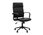 Drake Office Chair Mobile Task Chair High Back with arms Black PU leather