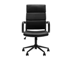 Drake Office Chair Mobile Task Chair High Back with arms Black PU leather