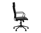 Drake Office Chair Mobile Task Chair High Back with arms Black PU leather