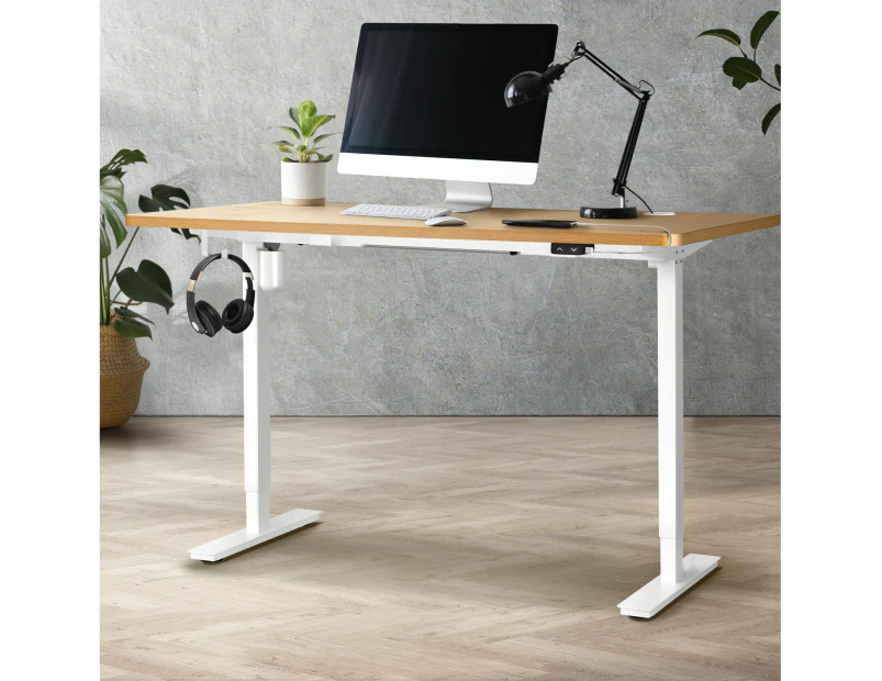 Oikiture 150CM Electric Standing Desk Single Motor Height Adjustable Sit Stand Table Top OAK