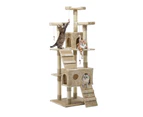 i.Pet Cat Tree 180cm Tower Scratching Post Scratcher Wood Condo House Toys Beige