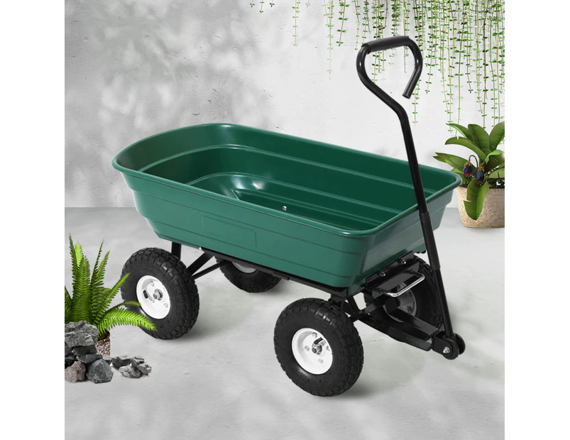 Gardeon Garden Cart Dump 270kg Hand Trailer Trolley Wagon Wheelbarrow Pull 75L