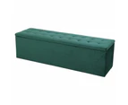 Artiss Storage Ottoman Blanket Box 140cm Velvet Green