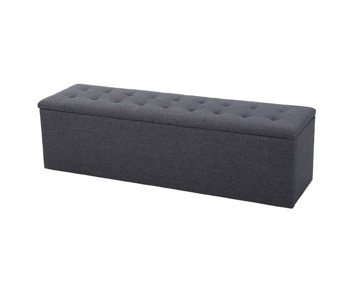 Artiss Storage Ottoman Blanket Box Linen Foot Stool Rest Chest Couch Grey