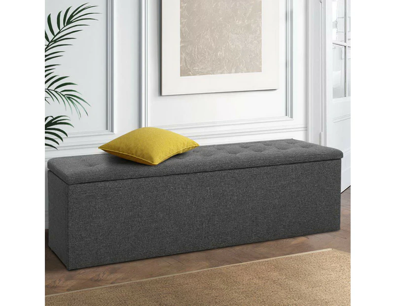 Artiss Storage Ottoman Blanket Box 140cm Linen Dark Grey