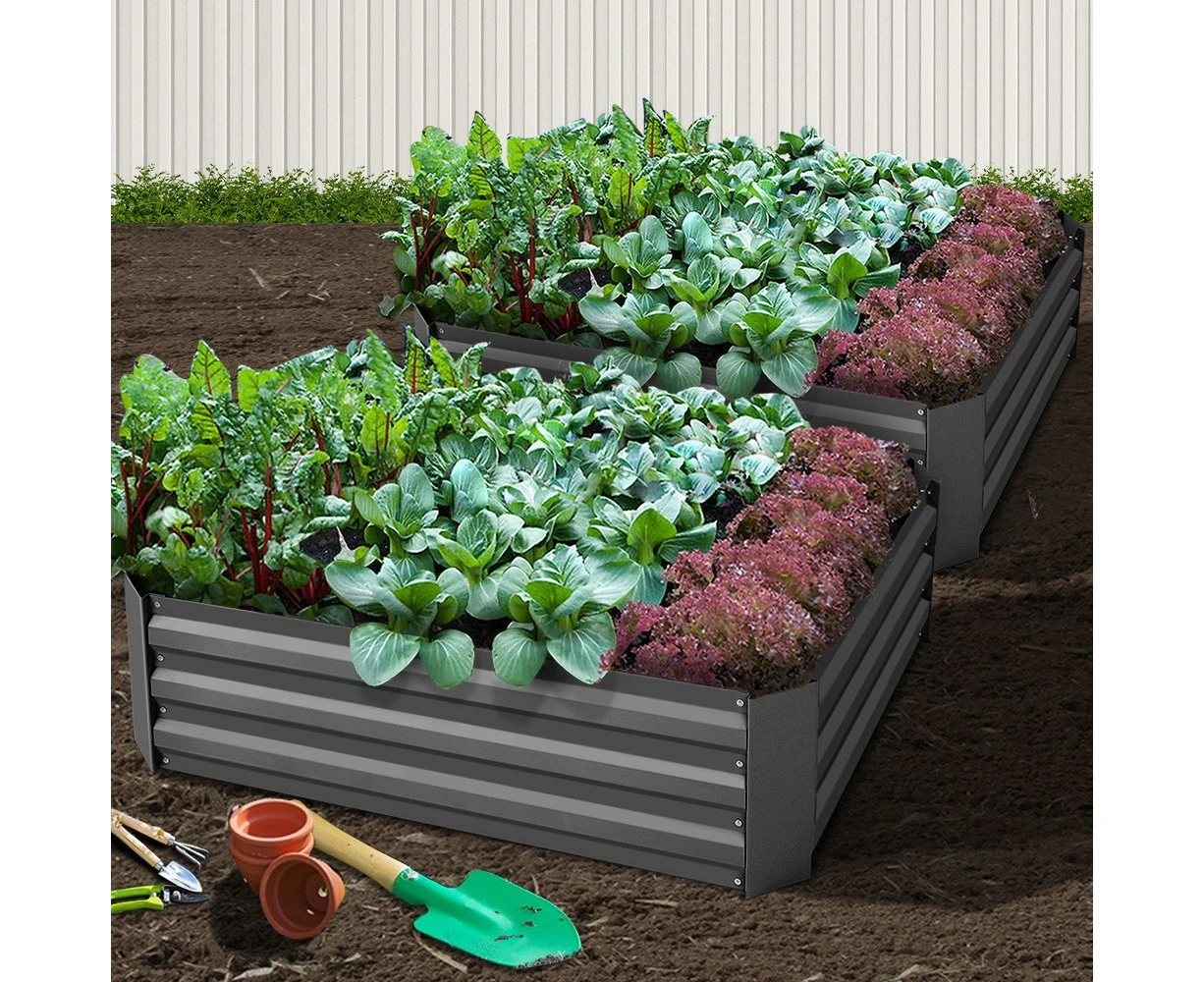 Green Fingers 2x Garden Bed 120x90cm Planter Box Raised Container Galvanised Herb