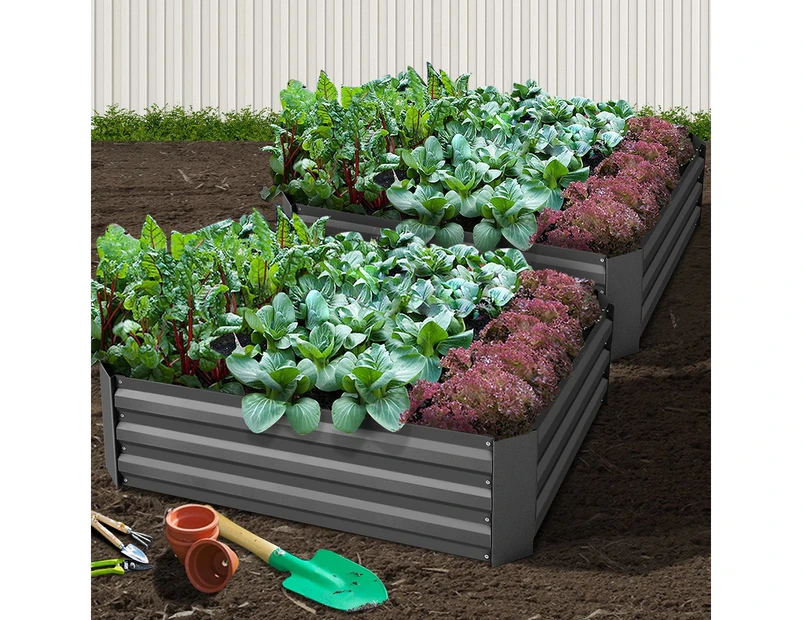 Greenfingers 2x Garden Bed 120x90cm Planter Box Raised Container Galvanised Herb